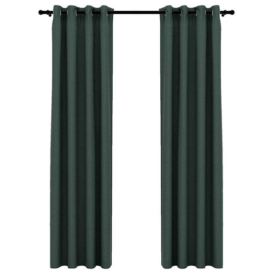 Vidaxl gordijnen linnen-look verduisterend ogen 2 st 140x225 cm groen