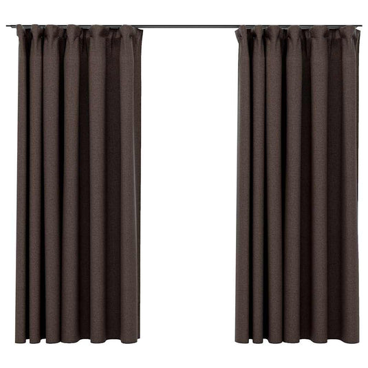 Vidaxl gordijnen linnen-look verduisterend haken 2 st 140x175 cm taupe