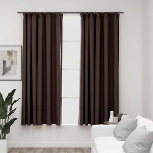 Vidaxl gordijnen linnen-look verduisterend haken 2 st 140x175 cm taupe