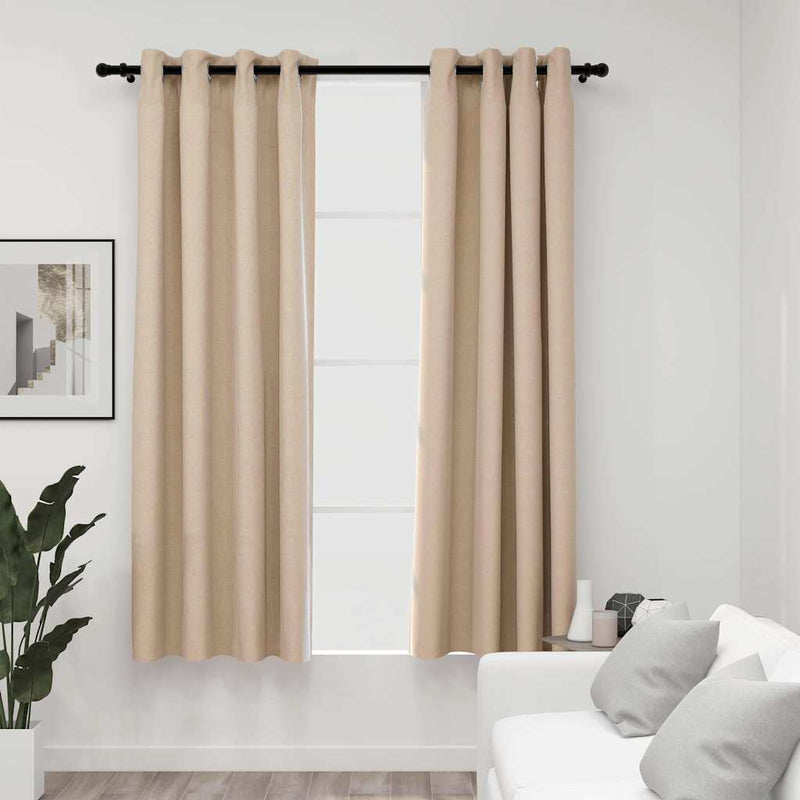 Load image into Gallery viewer, Vidaxl gordijnen linnen-look verduisterend ogen 2 st 140x175 cm beige

