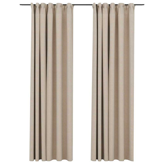 Vidaxl gordijnen linnen-look verduisterend haken 2 st 140x225 cm beige