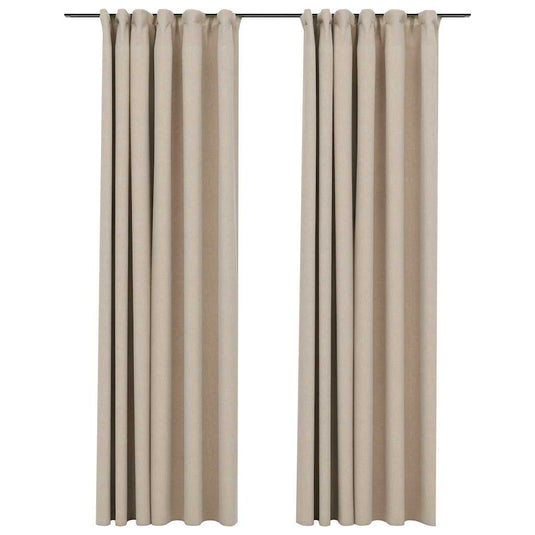 Vidaxl gordijnen linnen-look verduisterend haken 2 st 140x245 cm beige