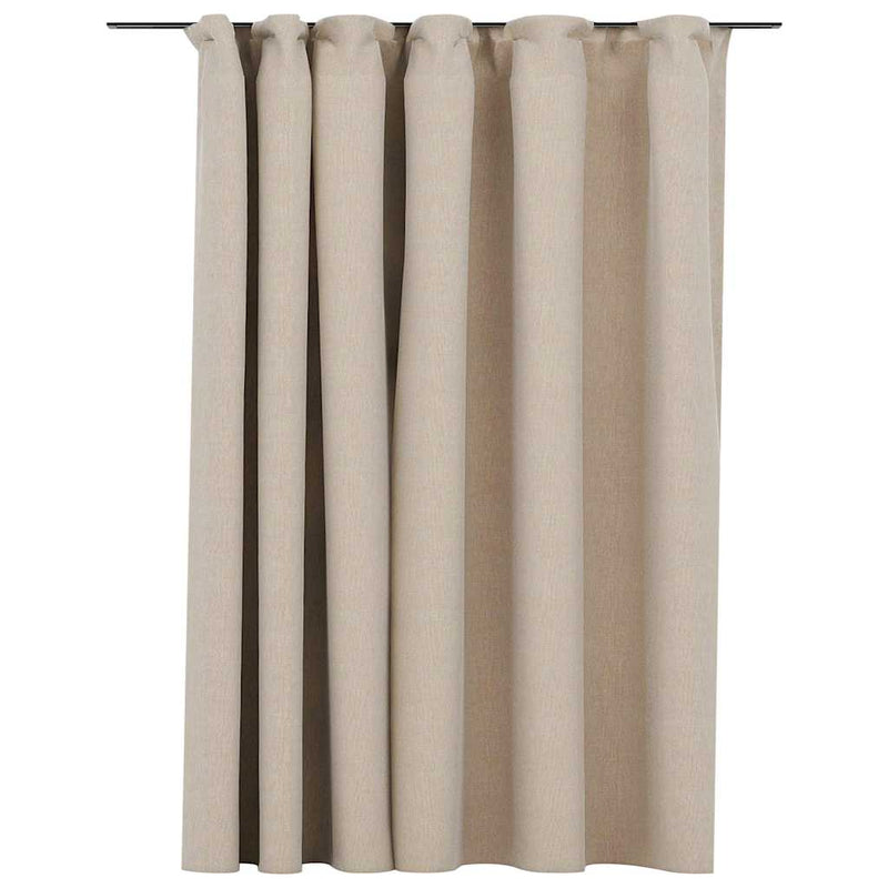 Load image into Gallery viewer, Vidaxl gordijn linnen-look verduisterend met haken 290x245 cm beige
