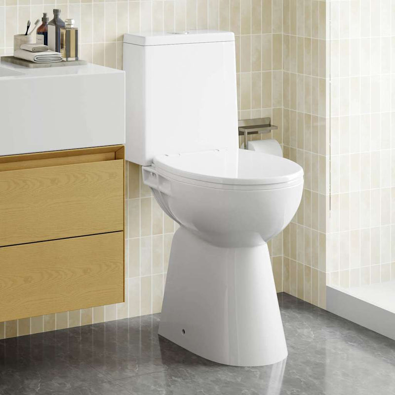 Load image into Gallery viewer, Vidaxl randloos toilet 7 cm verhoogde hoogte soft-close keramiek wit
