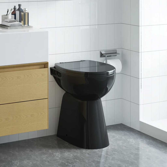 Vidaxl randloos toilet 7 cm extra hoogte soft-close keramiek zwart