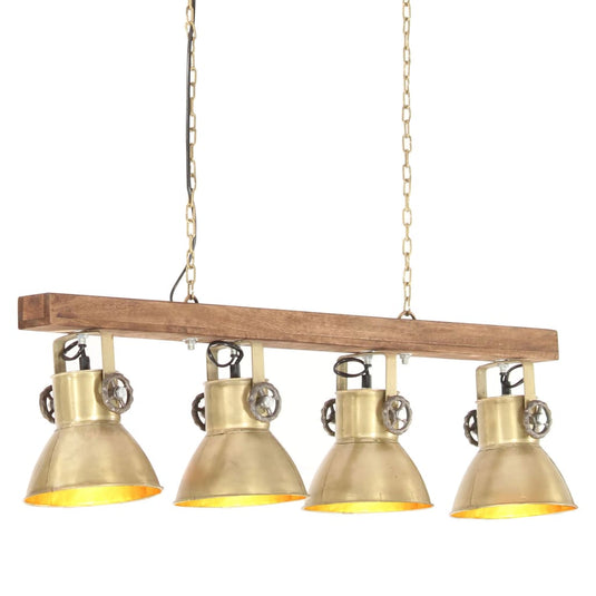 Vidaxl plafondlamp industrieel e27 mangohout messingkleurig