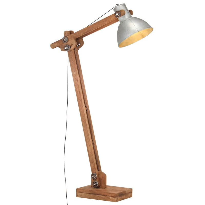 Afbeelding laden in galerijviewer, Vidaxl vloerlamp e27 massief mangohout zilverkleurig
