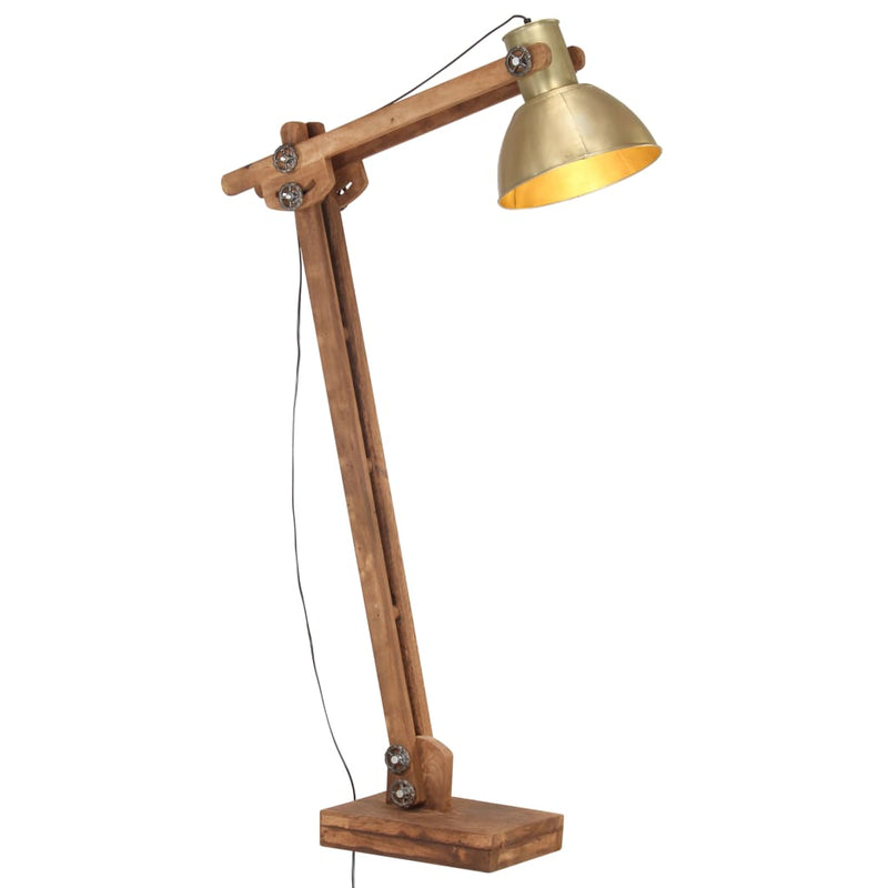 Load image into Gallery viewer, VidaXL Vloerlamp E27 massief mangohout messingkleurig
