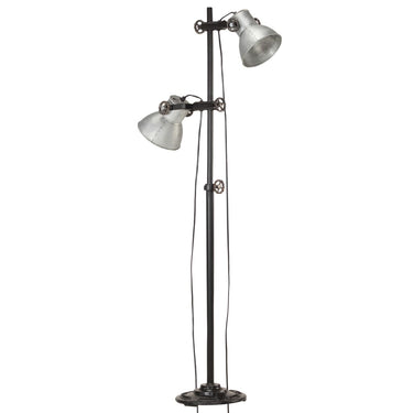 Vidaxl vloerlamp met 2 lampenkappen e27 gietijzer zilverkleurig