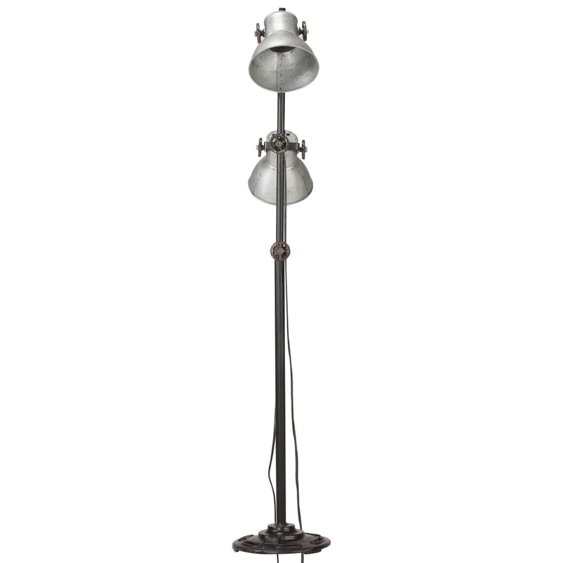 Load image into Gallery viewer, Vidaxl vloerlamp met 2 lampenkappen e27 gietijzer zilverkleurig
