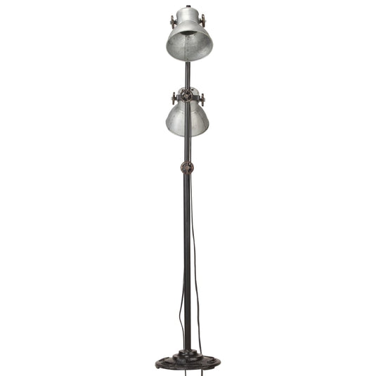 Vidaxl vloerlamp met 2 lampenkappen e27 gietijzer zilverkleurig