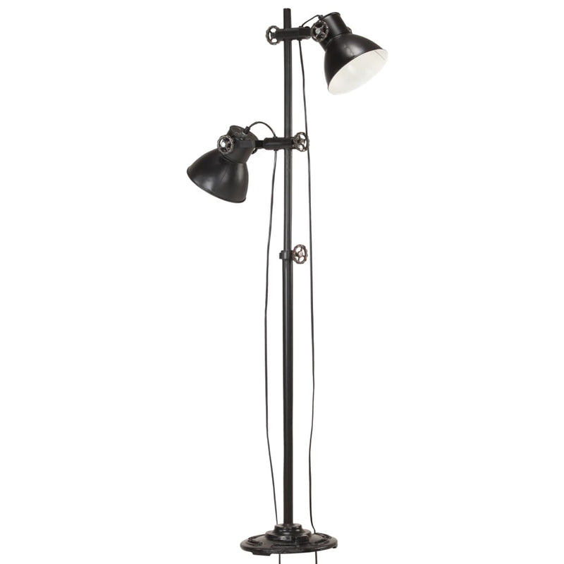 Load image into Gallery viewer, Vidaxl vloerlamp met 2 lampenkappen e27 gietijzer zwart
