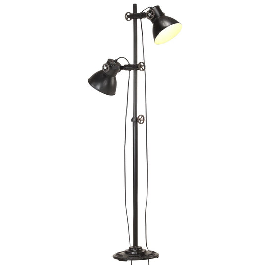 Vidaxl vloerlamp met 2 lampenkappen e27 gietijzer zwart