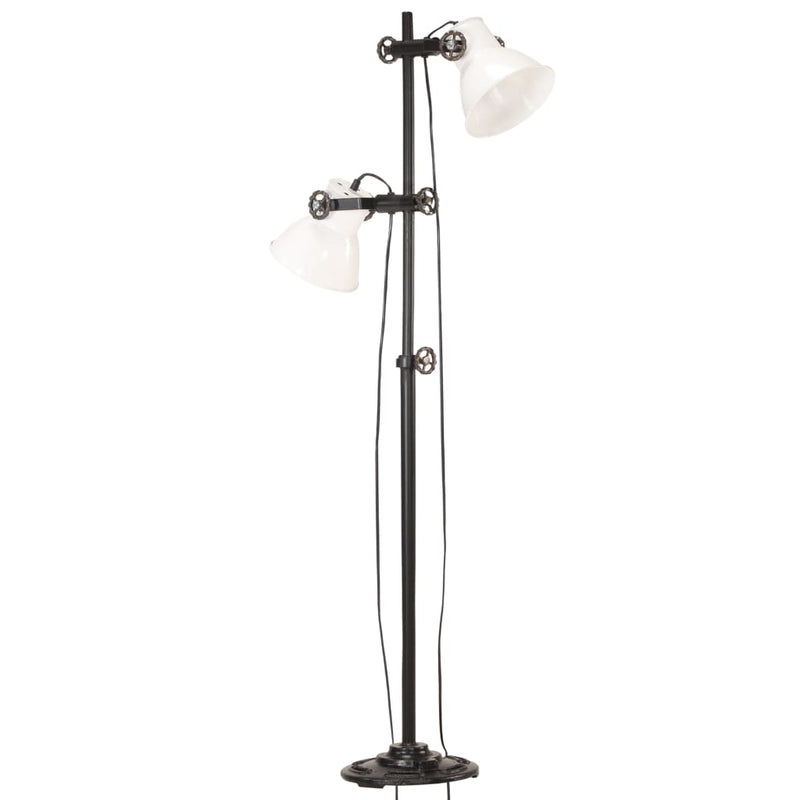 Load image into Gallery viewer, Vidaxl vloerlamp met 2 lampenkappen e27 gietijzer wit
