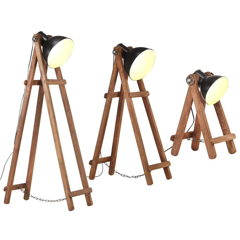 ギャラリービューアに画像をロードする, Vidaxl vloerlampen 3 st e27 massief mangohout zwart
