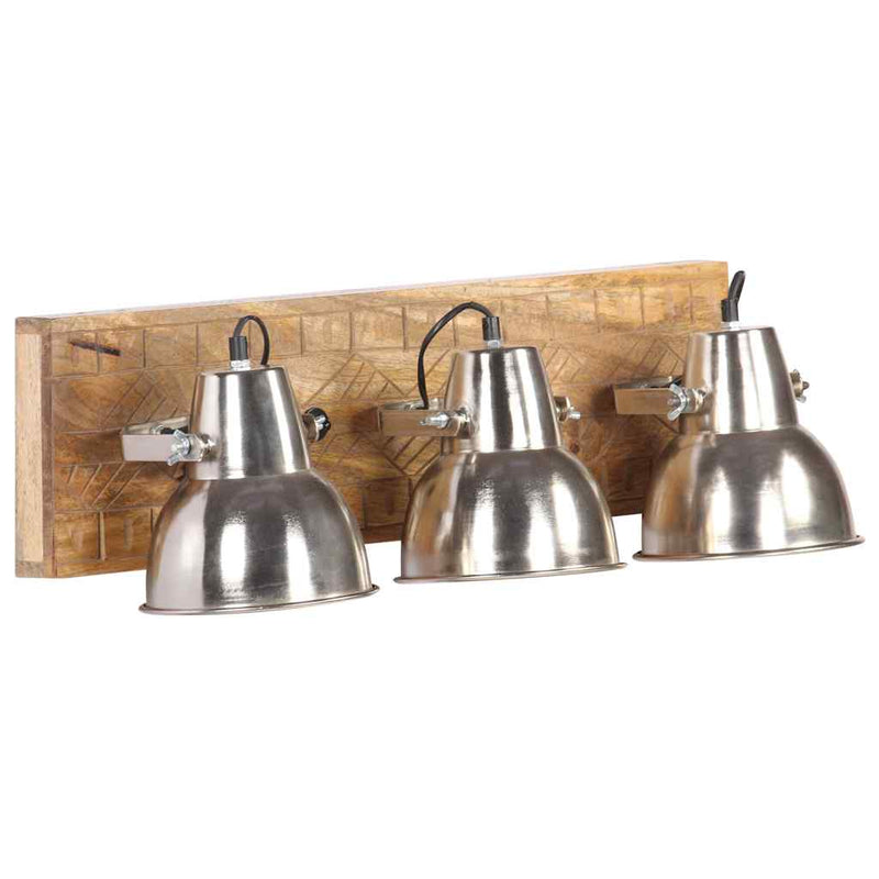 Chargez l'image dans la visionneuse de la galerie, Vidaxl wandlamp industrieel e27 70x23 cm mangohout zilverkleurig
