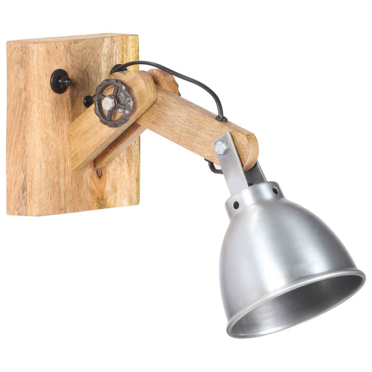 Vidaxl wandlamp e27 massief mangohout en ijzer zilverkleurig