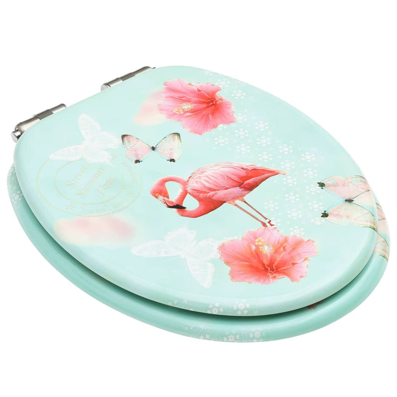Load image into Gallery viewer, Vidaxl toiletbril met soft-close deksel flamingo mdf
