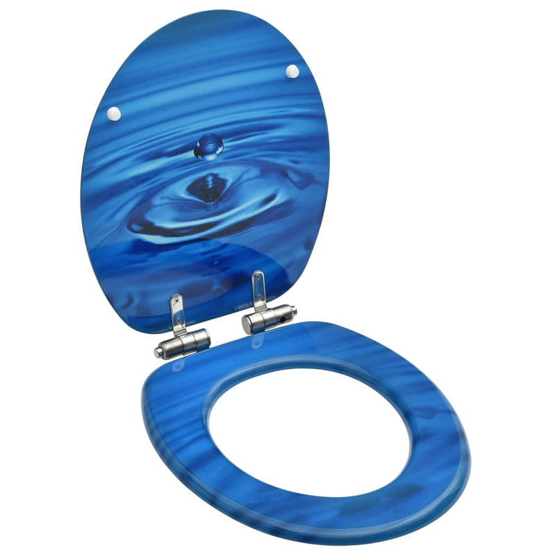 Load image into Gallery viewer, Vidaxl toiletbril met soft-close deksel waterdruppel mdf blauw
