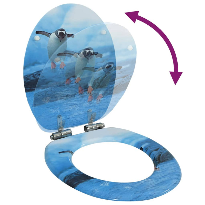 Load image into Gallery viewer, Vidaxl toiletbril met soft-close deksel pinguïn mdf

