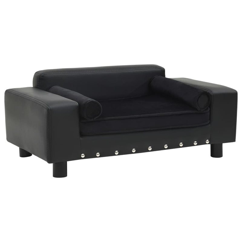 Load image into Gallery viewer, Vidaxl hondenbank 81x43x31 cm pluche en kunstleer zwart
