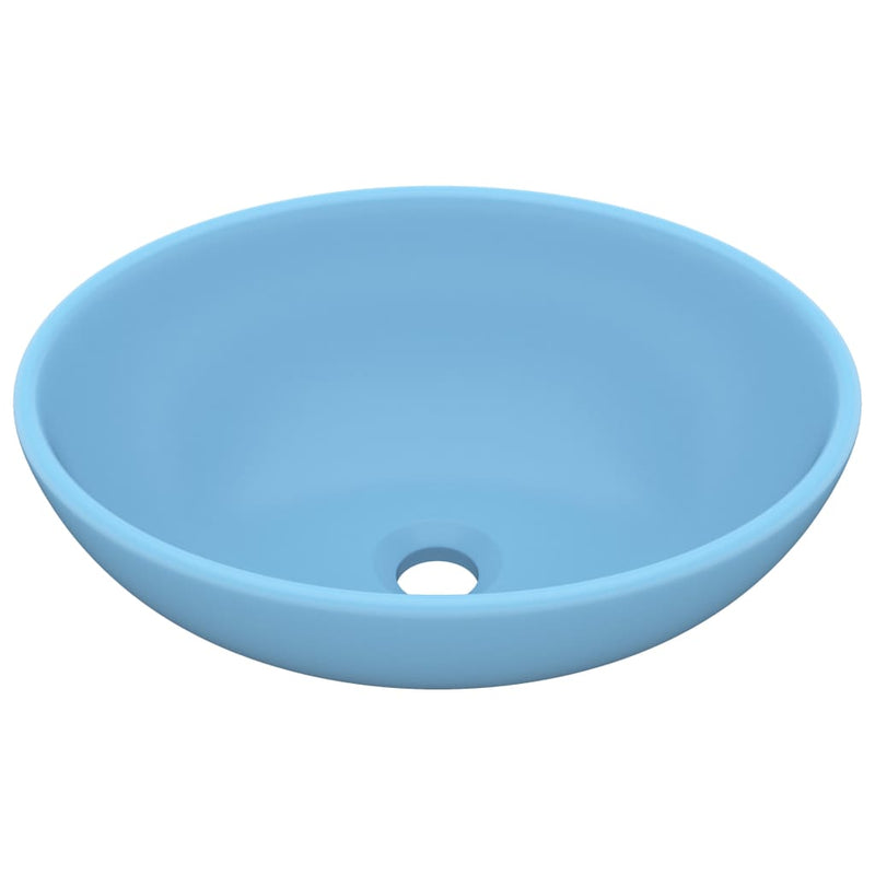 Load image into Gallery viewer, Vidaxl wastafel ovaal 40x33 cm keramiek mat lichtblauw
