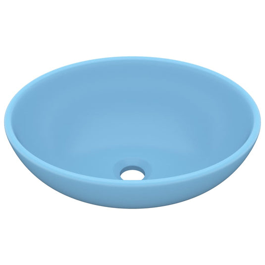 Vidaxl wastafel ovaal 40x33 cm keramiek mat lichtblauw