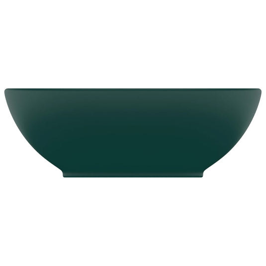 Vidaxl wastafel ovaal 40x33 cm keramiek mat donkergroen