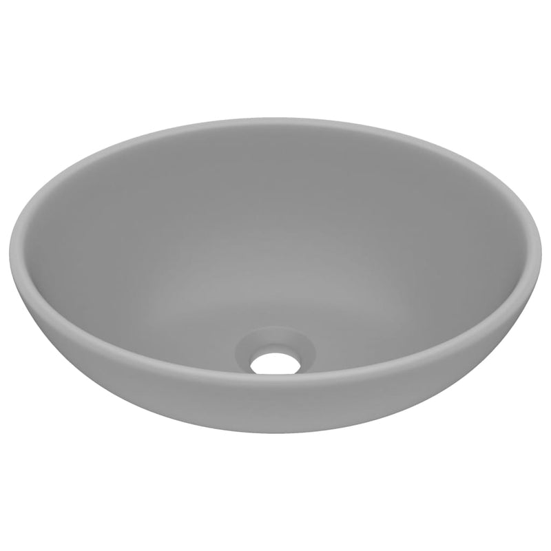 Load image into Gallery viewer, Vidaxl wastafel ovaal 40x33 cm keramiek mat lichtgrijs
