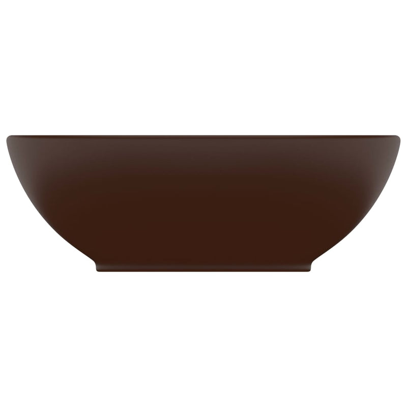 Load image into Gallery viewer, Vidaxl wastafel ovaal 40x33 cm keramiek mat donkerbruin
