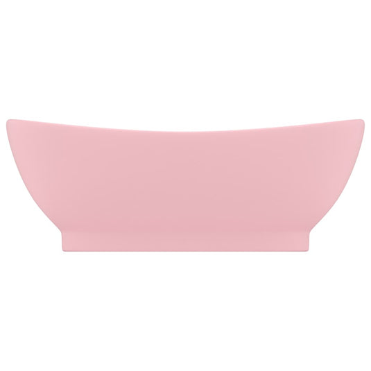 Vidaxl wastafel met overloop ovaal 58,5x39 cm keramiek matroze