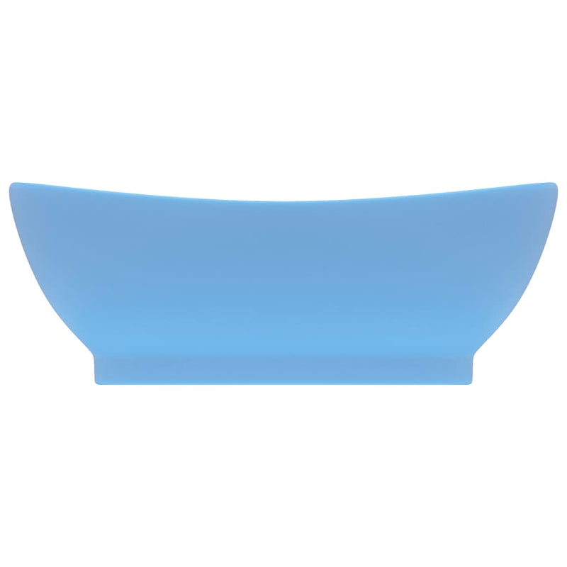 Load image into Gallery viewer, Vidaxl wastafel met overloop ovaal 58,5x39 cm keramiek mat lichtblauw
