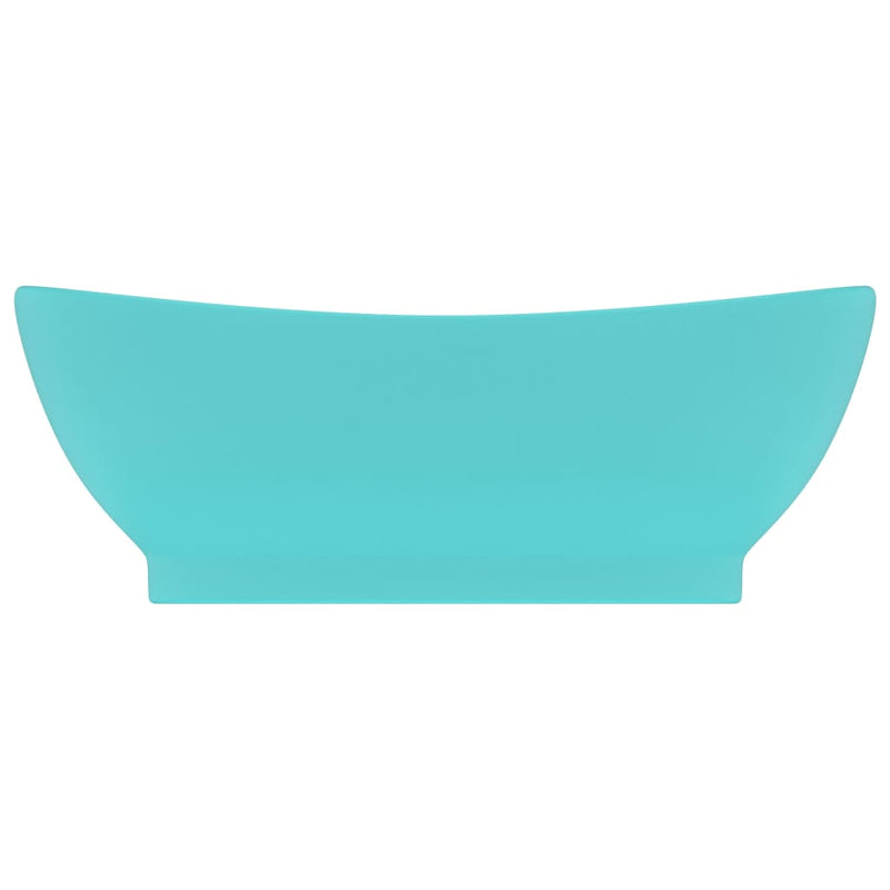 Load image into Gallery viewer, Vidaxl wastafel met overloop ovaal 58,5x39 cm keramiek mat lichtgroen
