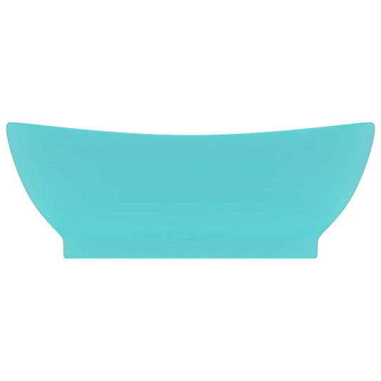 Vidaxl wastafel met overloop ovaal 58,5x39 cm keramiek mat lichtgroen