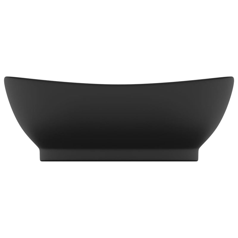Load image into Gallery viewer, Vidaxl wastafel met overloop ovaal 58,5x39 cm keramiek matzwart
