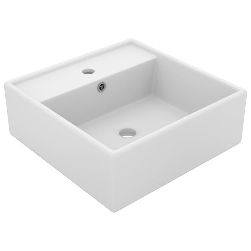 Load image into Gallery viewer, Vidaxl wastafel met overloop vierkant 41x41 cm keramiek matwit
