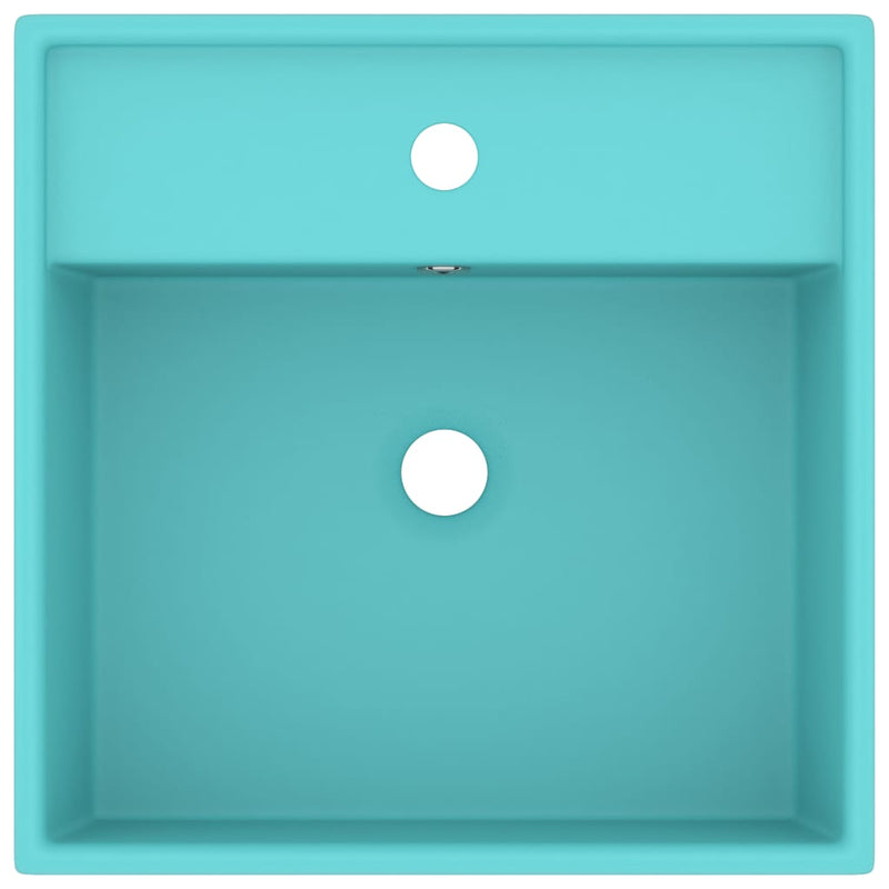 Load image into Gallery viewer, Vidaxl wastafel met overloop vierkant 41x41 cm keramiek mat lichtgroen
