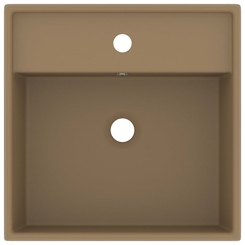 Load image into Gallery viewer, Vidaxl wastafel met overloop vierkant 41x41 cm keramiek matcrème
