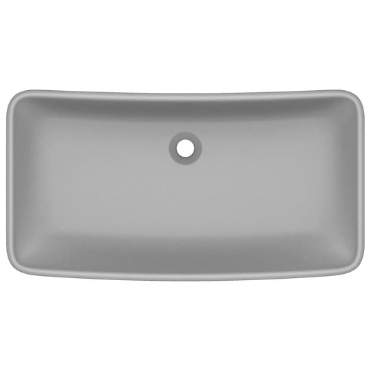 Vidaxl wastafel rechthoekig 71x38 cm keramiek mat lichtgrijs