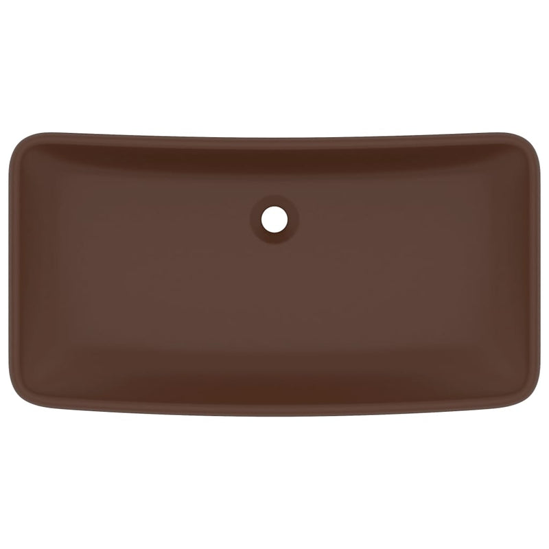 Load image into Gallery viewer, Vidaxl wastafel rechthoekig 71x38 cm keramiek mat donkerbruin
