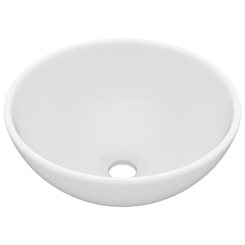 Afbeelding laden in galerijviewer, Vidaxl wastafel rond 32,5x14 cm keramiek matwit
