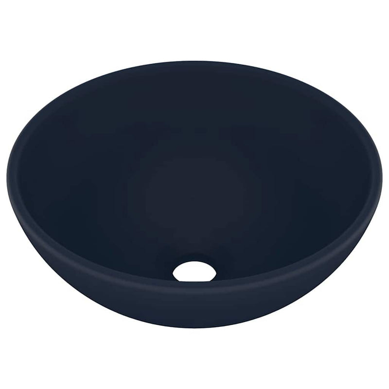 Afbeelding laden in galerijviewer, Vidaxl wastafel rond 32,5x14 cm keramiek mat donkerblauw

