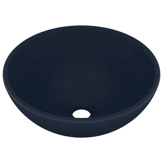 Vidaxl wastafel rond 32,5x14 cm keramiek mat donkerblauw