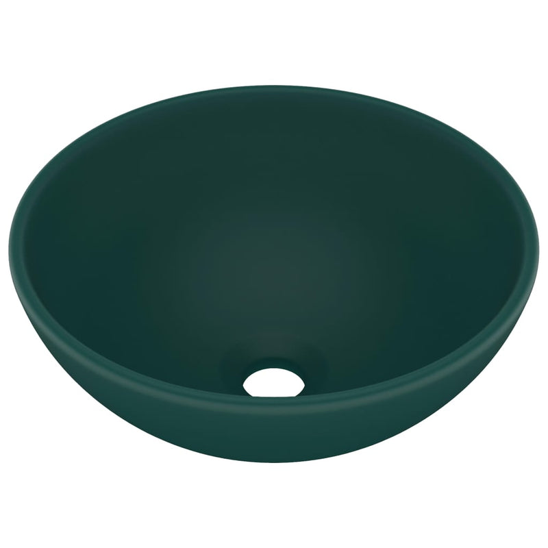 Load image into Gallery viewer, Vidaxl wastafel rond 32,5x14 cm keramiek mat donkergroen
