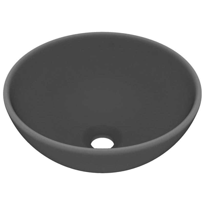 Load image into Gallery viewer, Vidaxl wastafel rond 32,5x14 cm keramiek mat donkergrijs
