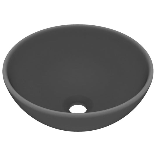 Vidaxl wastafel rond 32,5x14 cm keramiek mat donkergrijs