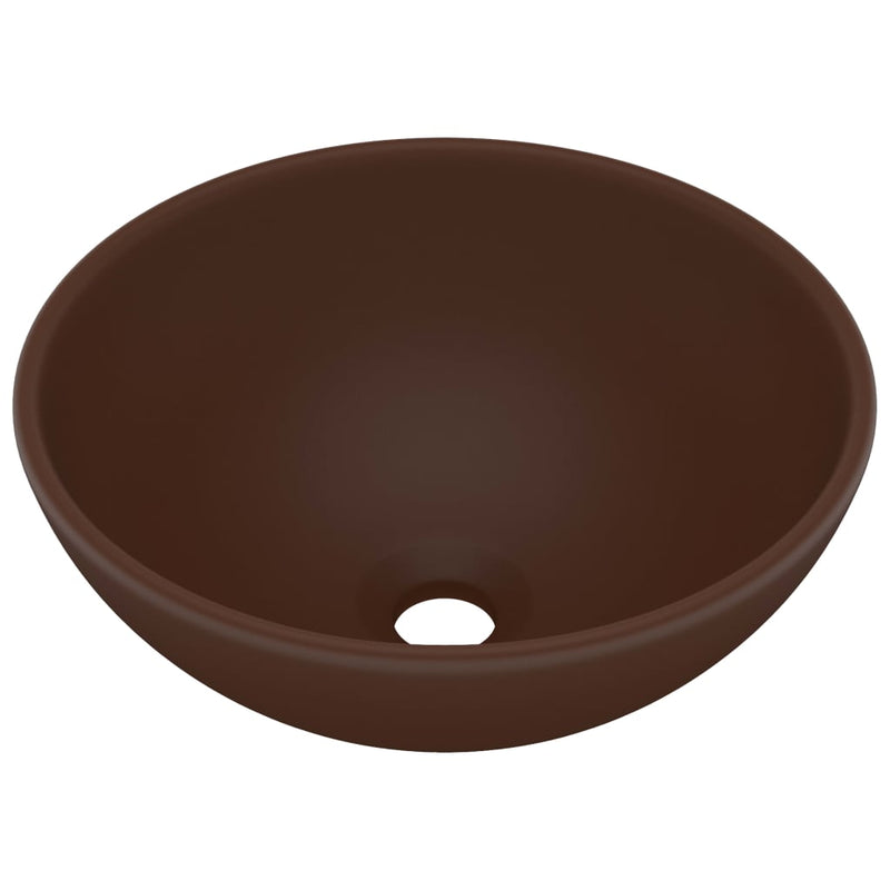 Load image into Gallery viewer, Vidaxl wastafel rond 32,5x14 cm keramiek mat donkerbruin
