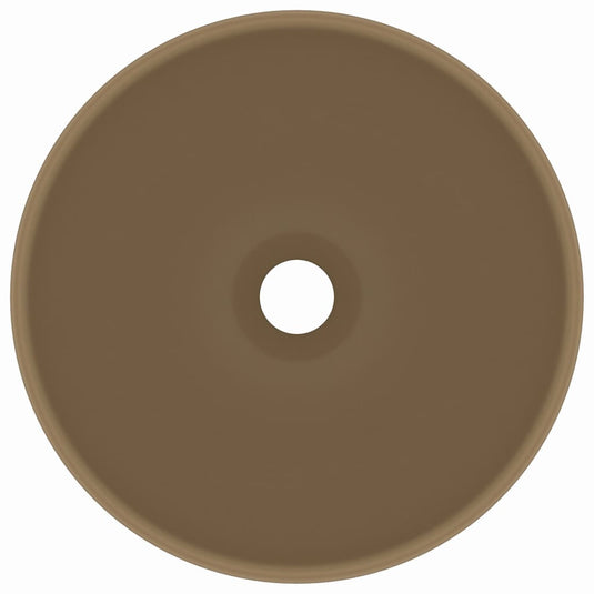 Vidaxl wastafel rond 32,5x14 cm keramiek matcrème