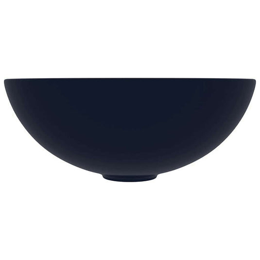 Vidaxl wastafel rond keramiek donkerblauw