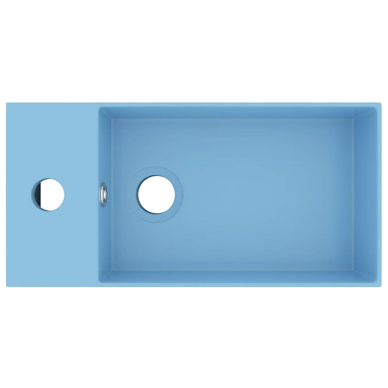 Load image into Gallery viewer, Vidaxl wastafel met overloop keramiek lichtblauw
